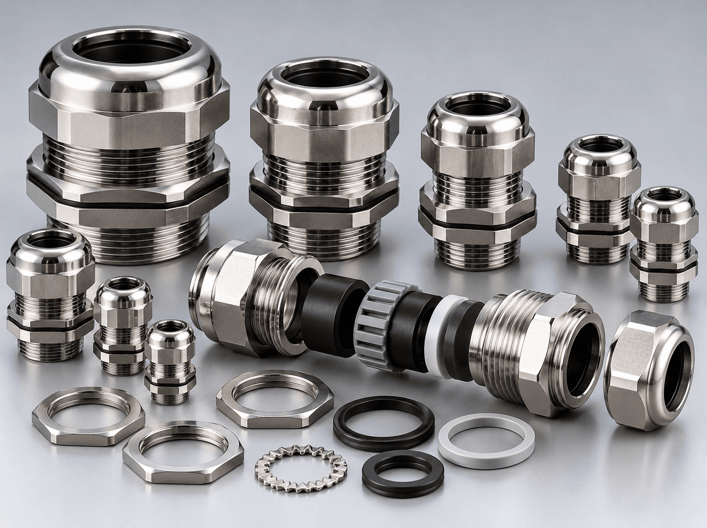 Industrial brass and nickel-plated cable glands and fittings