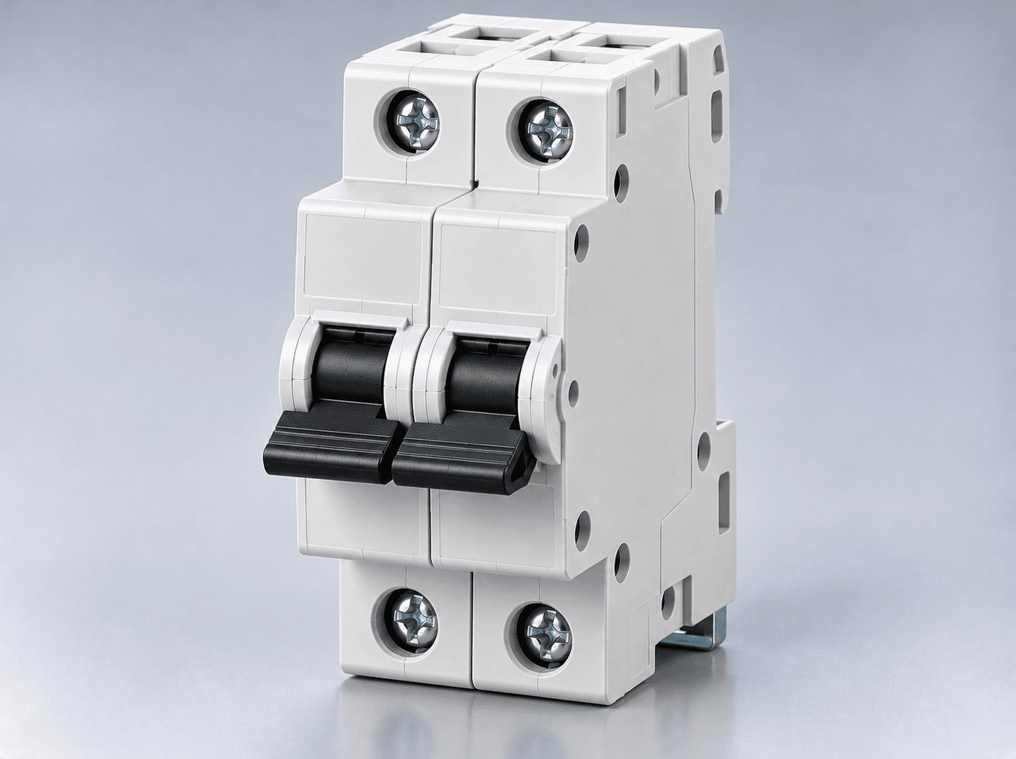 Double pole two-pole DIN rail miniature circuit breaker