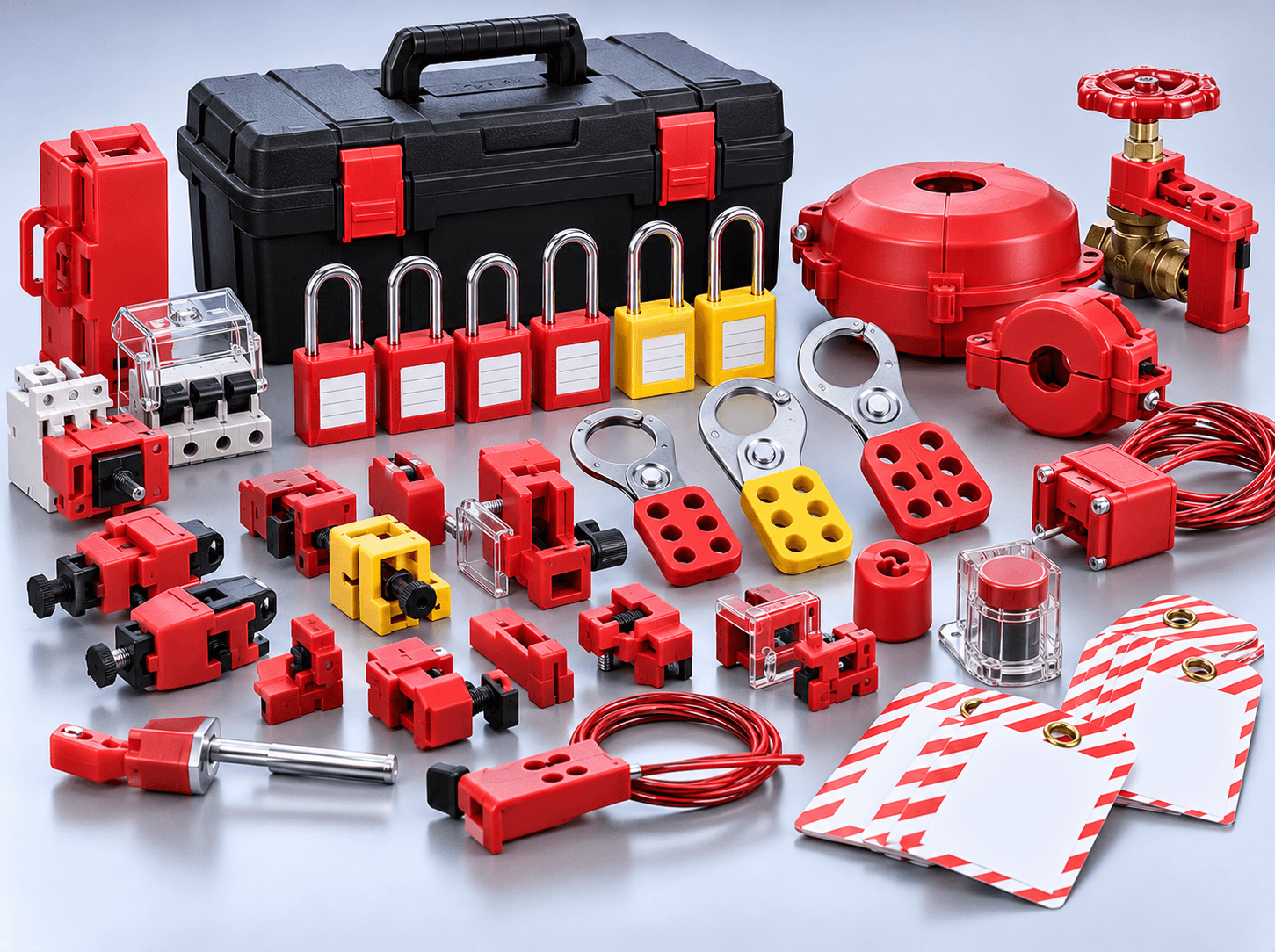 Industrial Lockout Tagout (LOTO) safety padlocks, hasps, and lockout kits