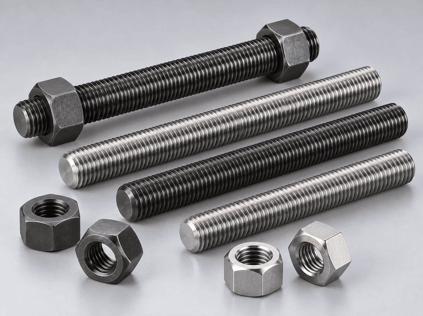 ASTM high-tensile threaded stud bolts and heavy hex nuts